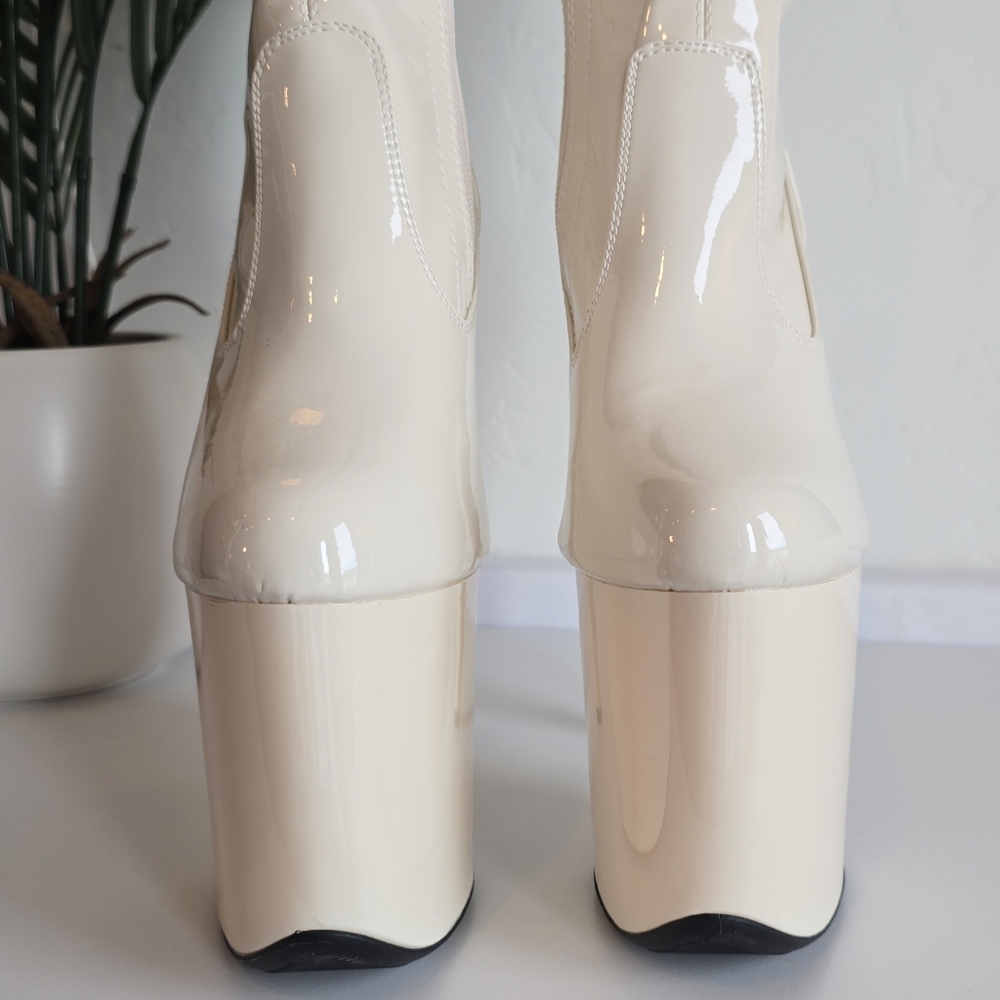 NWOB Hella Heels No Angel Corset Lace Thigh High Boot 8" Heel Protectors READ - Picture 6 of 13